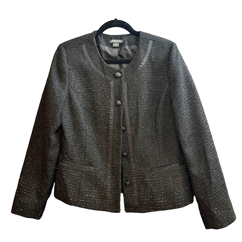Covington Black Boucle Jacket Blazer with Sparkles Size L